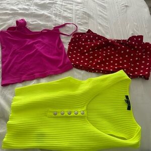New Look Neon Yellow, Pink, and Red Tank Tops